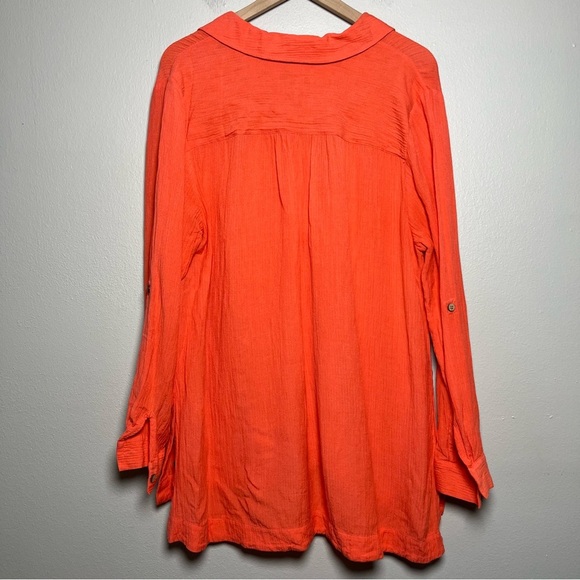 Soft Surroundings Women Top Large Orange Popover Long Sleeve Lagenlook‎ Tunic - Picture 10 of 13